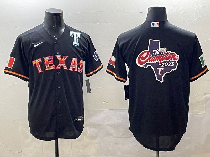 Men Texas Rangers Blank Black Mexico Game 2025 Nike MLB Jersey style 6